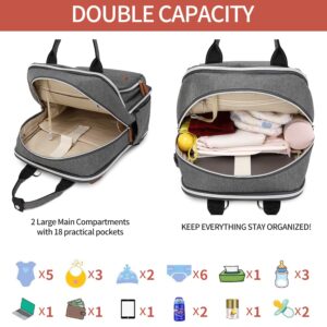 VigoRise Diaper Bag Backpack, Unisex Baby Bags with Changing Pad, Multifunction Waterproof Travel Back Pack (Dark Grey)