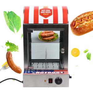 kitneed 1500W Hot Dog Steamer Machine, 2-Tier Commercial Hot Dog Hut Steamer, Stainless Steel Electric Hot Dog Steamer Machine with Temperature Adjustable for Bakery, Convenience and Household