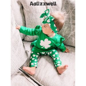 Aalizzwell 3-6 Months Baby Girl St. Patrick’s Day Clothes Infant Girls First Saint Patrick’s Day Outfit My Tunic Clothing Set Shamrock Green Clover