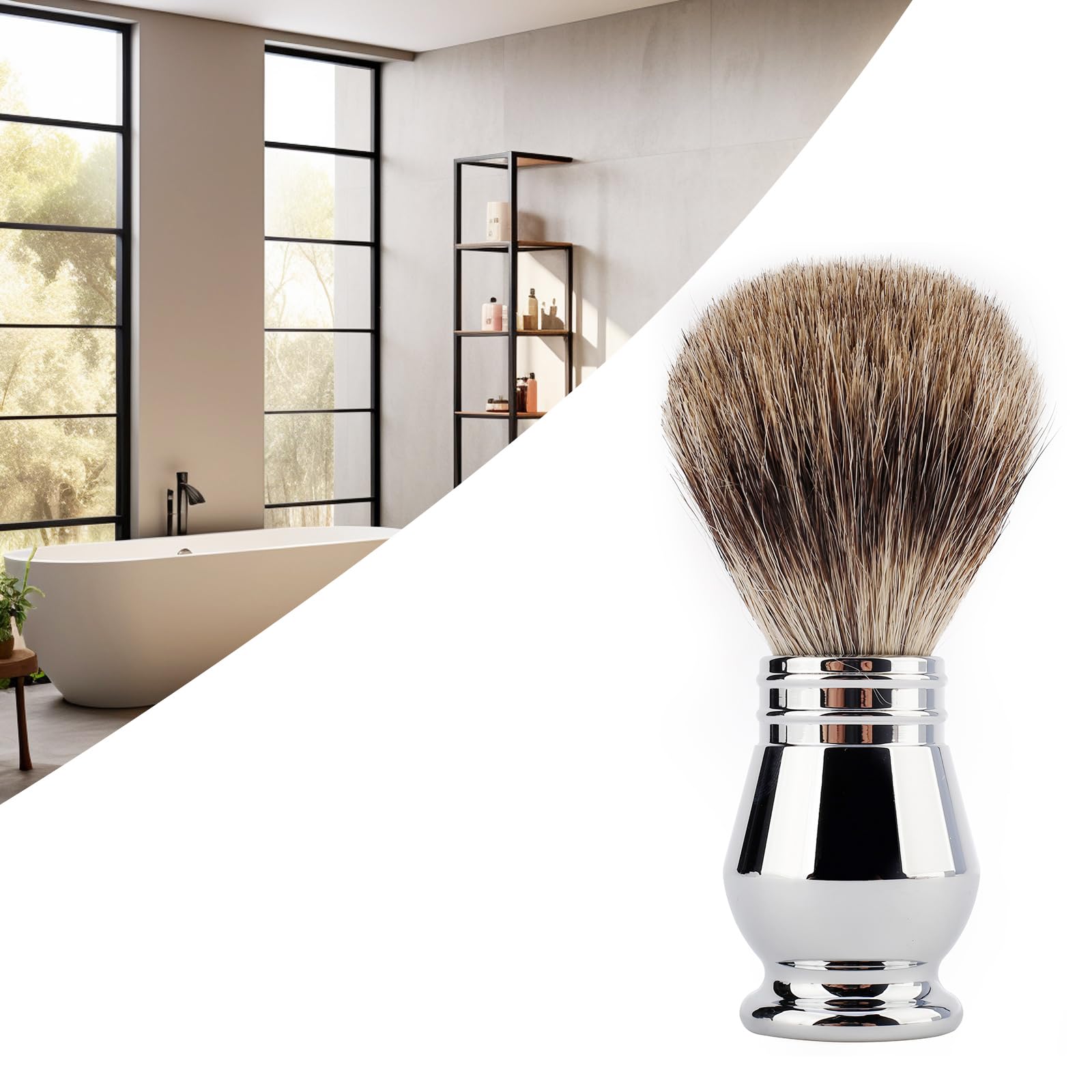 CSB Pure Badger Hair Knot Shaving Brush with Stylish Chrome Metal Handle - Wet Shave for Men