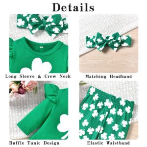 Aalizzwell 3-6 Months Baby Girl St. Patrick’s Day Clothes Infant Girls First Saint Patrick’s Day Outfit My Tunic Clothing Set Shamrock Green Clover