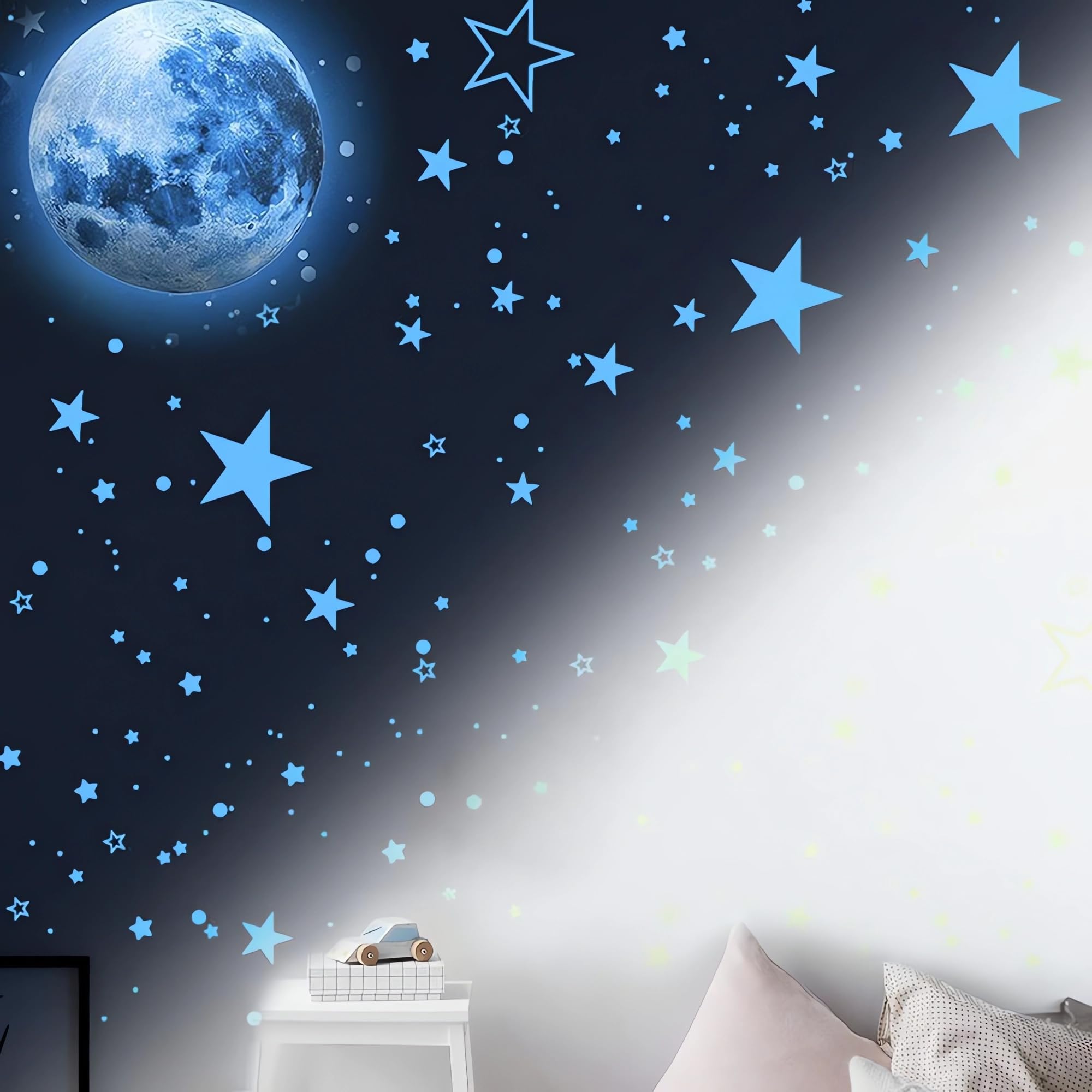 Glow in The Dark Stars Wall Stickers,Glowing Stars for Ceiling and Wall Decals,1049 Pcs,Ceiling Stars Glow in The Dark,Perfect for Kids Bedding Room,Play Room,Living Room,Wall Decorations,Baby Room