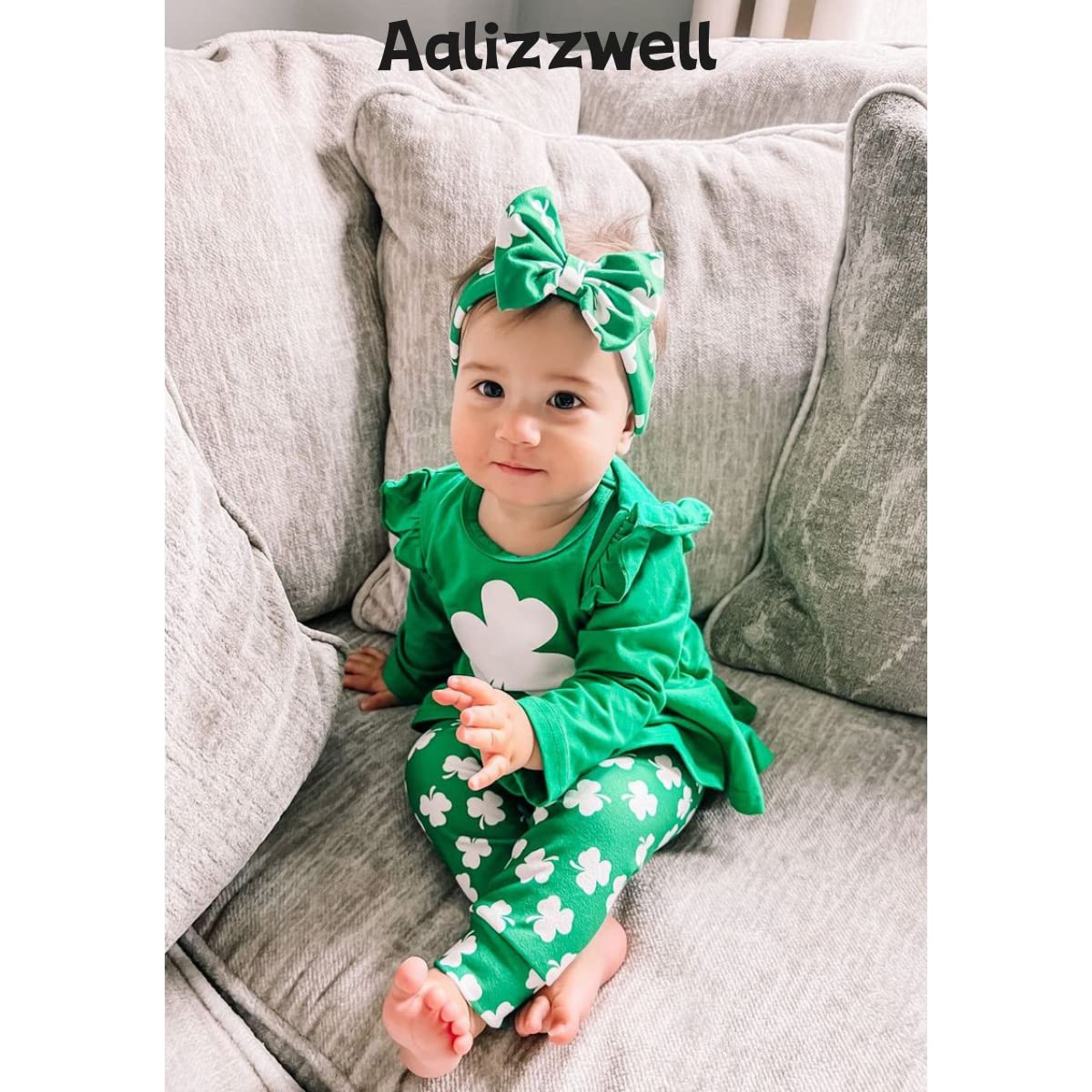 Aalizzwell 3-6 Months Baby Girl St. Patrick’s Day Clothes Infant Girls First Saint Patrick’s Day Outfit My Tunic Clothing Set Shamrock Green Clover