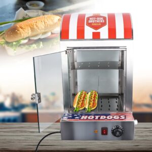 kitneed 1500W Hot Dog Steamer Machine, 2-Tier Commercial Hot Dog Hut Steamer, Stainless Steel Electric Hot Dog Steamer Machine with Temperature Adjustable for Bakery, Convenience and Household