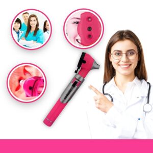 Pink Otoscope Ear Scope with Light, Ear Infection Detector, Pocket Size