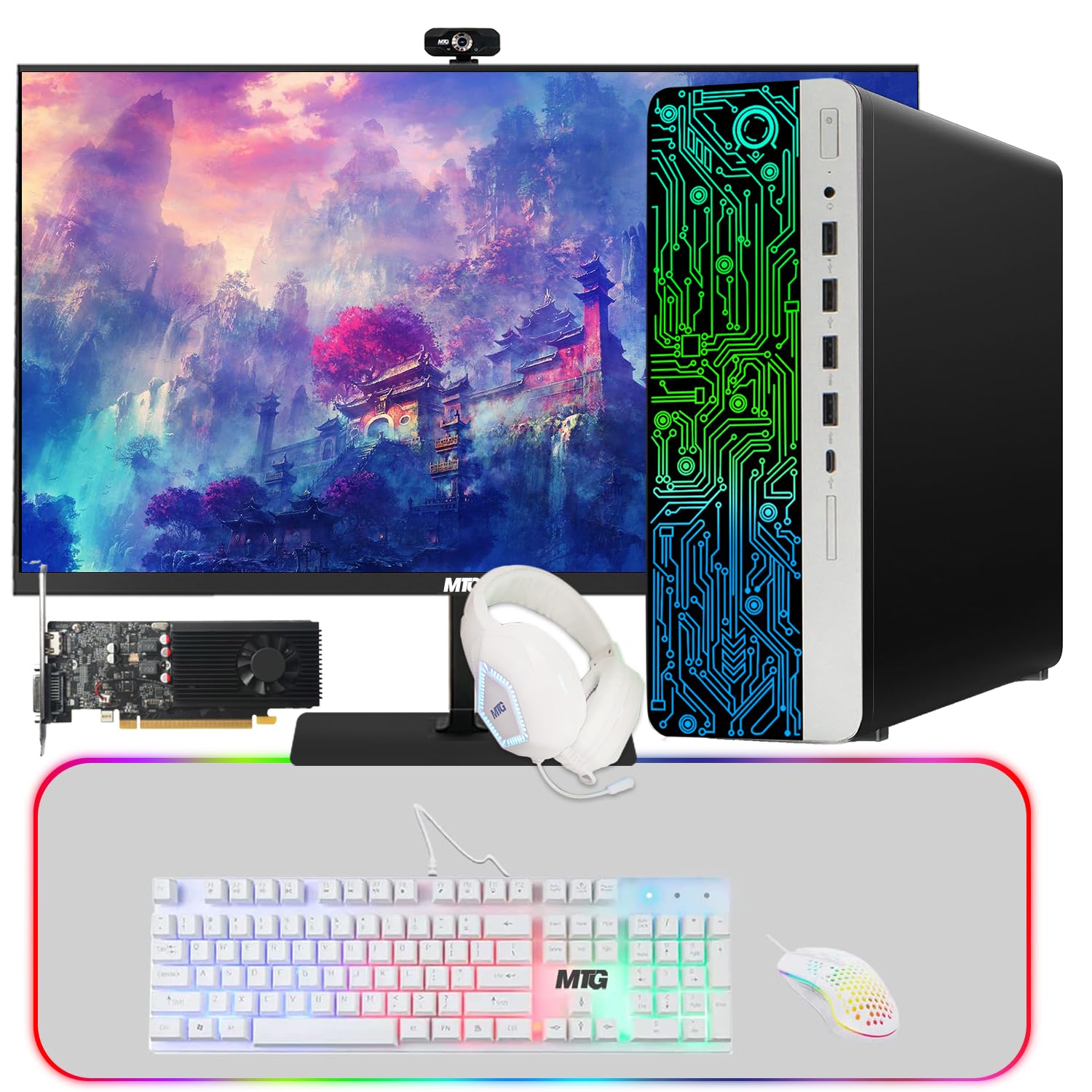 HP G3 Gaming Desktop PC, Intel Core i5 6th Gen, GT 1030 Graphics, 32GB RAM, 512GB SSD, MTG New 24 Inch Monitor, Gaming Kit Webcam, WiFi, Win 10 Pro (Renewed)