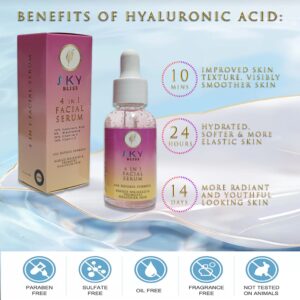 Sky Bliss Skin Serum | Hyaluronic acid | Vitamin C | Vitamin E | Niacinamide | Anti wrinkle | Face serum | Moisturizer | Anti aging | Skin care | 4 in 1 facial serum