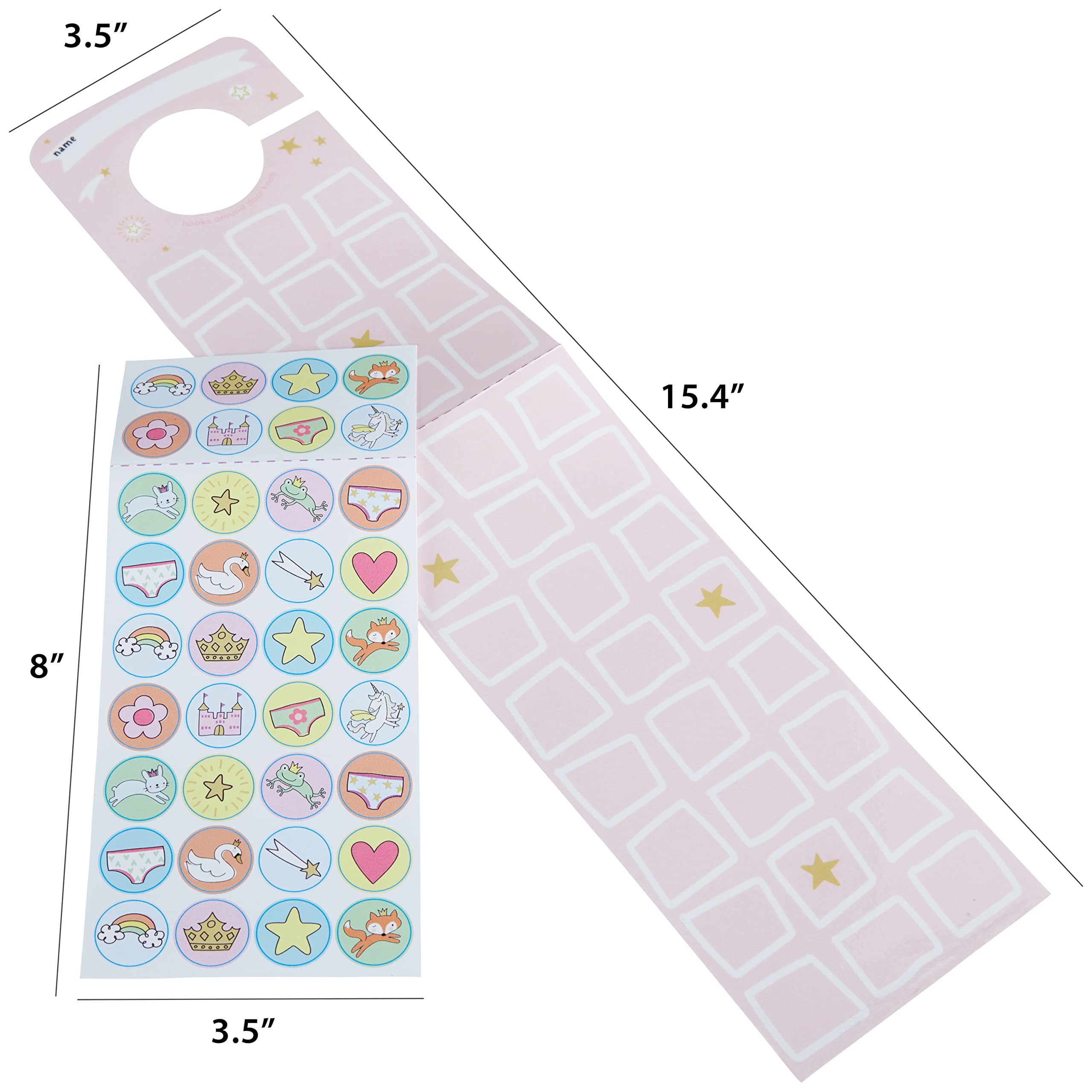 C.R. Gibson BTDK-24937 Super Princess Stickers and Hanging Door Knob Reward Chart Potty Training Tool for Girls, 3.5" W x 15.4" H, Multicolor, 36 Stickers