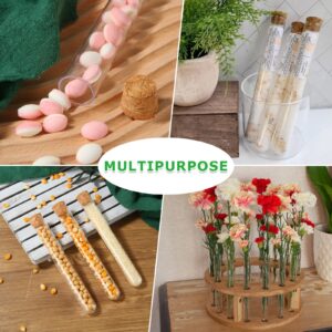 Oungy 60 PCS 20x150mm Plastic Test Tubes with Cork Stoppers 35ML Clear Bath Salt Tubes Gumball Candy Tubes Container Vials for Scientific Experiments Party Favors Decorate Candy Storage