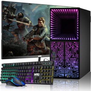 gaming pc desktop intel core i7 8th gen, horizon+, rtx 3060 12gb gddr6, 16gb ram, 240gb ssd + 2 tb hdd, mtg new 24 inch monitor, hdmi, dvi, vga, rgb keyboard mouse, win 10 pro (renewed)