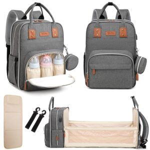 VigoRise Diaper Bag Backpack, Unisex Baby Bags with Changing Pad, Multifunction Waterproof Travel Back Pack (Dark Grey)