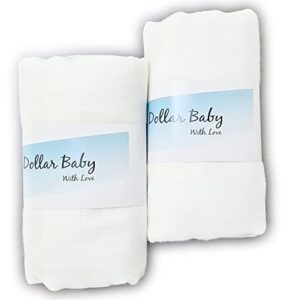 dollarbaby 2 pcs muslin swaddle blankets neutral receiving blanket swaddling, wrap for boys and girls by dollar baby