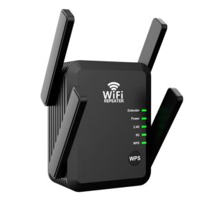 wifi extender signal booster long range coverage to 8000sq.ft and 45+ devices, wifi 2.4&5ghz dual band wps wifi signal strong penetrability, 360°coverage supports ethernet port