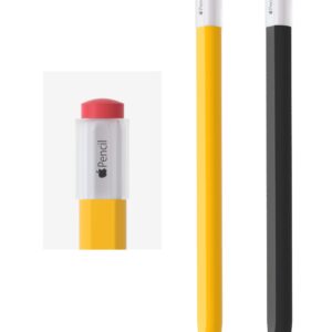 2 Pack Silicone Pencil Case Compatible with Apple Pencil 2nd Generation Only,Case Cover Sleeve Accessories Protective Skin Holder(Must Read Installation Instructions) [Yellow,Black]