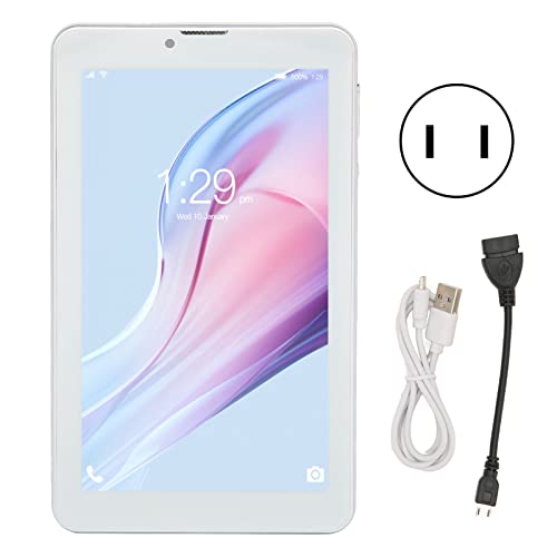 Yoidesu 7in Tablet, Kids Tablet 2GB 32GB 3G Internet Calling for Android10 System, 5G WiFi Dual Band Dual Camera Tablet PC 100‑240V (US Plug)