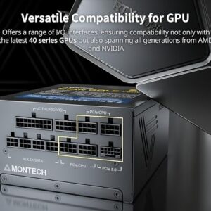 MONTECH Titan Gold 1200W High-End ATX Gaming Power Supply - 80 Plus Gold & Cybenetics Platinum - Fully Modular - ATX 3.0 Standard Compatible - PCIe 5.0 Connector Ready - New 12VHPWR