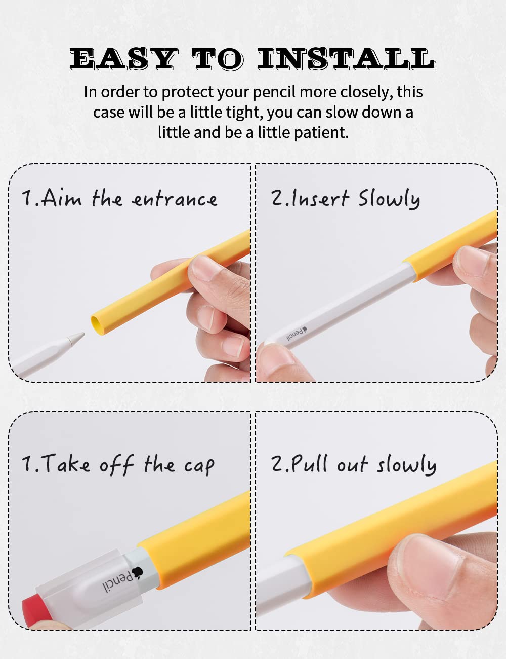 2 Pack Silicone Pencil Case Compatible with Apple Pencil 2nd Generation Only,Case Cover Sleeve Accessories Protective Skin Holder(Must Read Installation Instructions) [Yellow,Black]