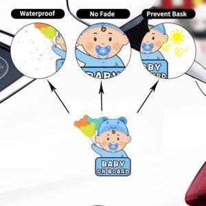 Iprokiu Cartoon Baby on Board Car Sticker Cute Baby and Balloon Kids on Board Car Window Bumper Decal Waterproof Vinyl Baby in Car Decal Safety Sign Vehicle Truck SUV Car Styling (Cute Boy)