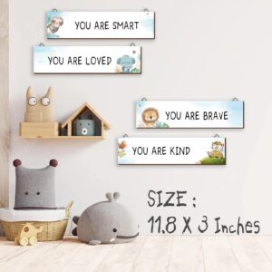 4 Pieces Nursery Room Décor, Baby/children Jungle Room Décor, Boys/girls Room Décor, Cute Animals Nursery Decoration, 11.8 * 3 inches