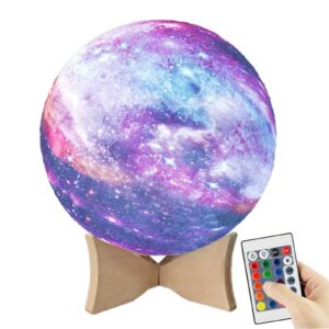 youoklight moon lamp, 16 colors led star light kids night light galaxy lamp with stand, remote, touch control and usb rechargeable, 3d night lamp for baby kids lover birthday party gifts (5.9 inch)…