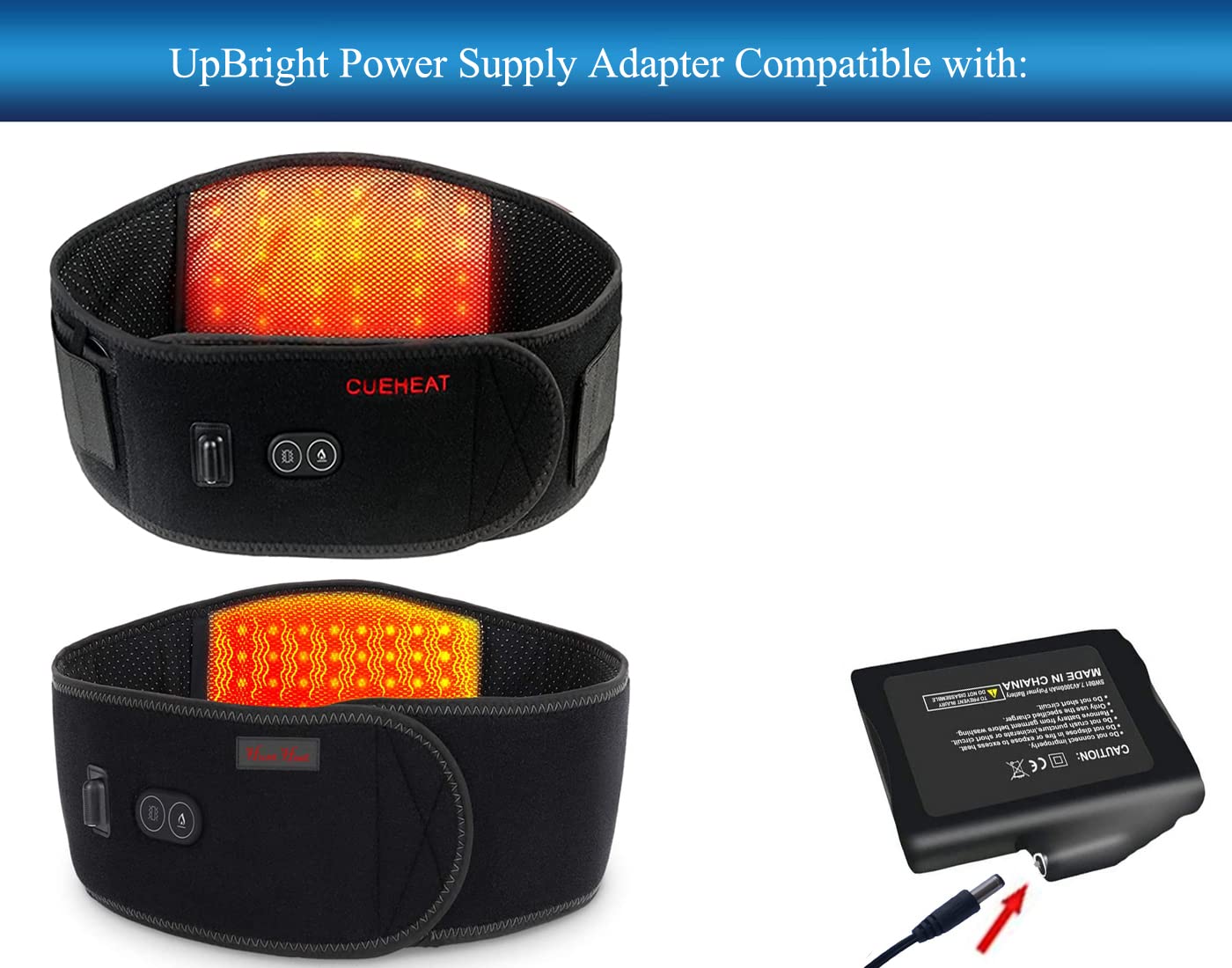 UpBright 8.4V AC/DC Adapter Compatible with Cueheat Cordless Heating Massage Belt Pad Back Wireless Brace Heat Intelligent Heated Massaging Wrap LI Polymer JP-SWB04 7.4V Battery Power Supply Charger