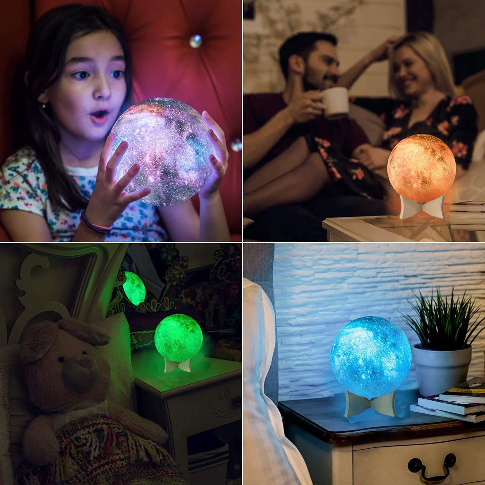 YouOKLight Moon lamp, 16 Colors LED Star Light Kids Night Light Galaxy Lamp with Stand, Remote, Touch Control and USB Rechargeable, 3D Night Lamp for Baby Kids Lover Birthday Party Gifts (5.9 Inch)…