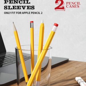 2 Pack Silicone Pencil Case Compatible with Apple Pencil 2nd Generation Only,Case Cover Sleeve Accessories Protective Skin Holder(Must Read Installation Instructions) [Yellow,Black]