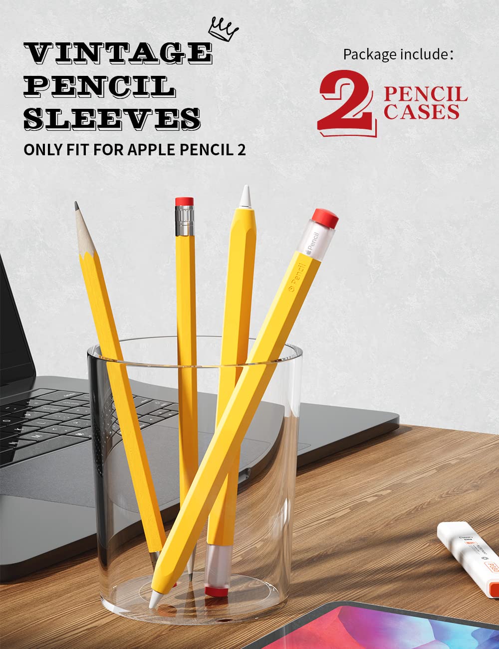 2 Pack Silicone Pencil Case Compatible with Apple Pencil 2nd Generation Only,Case Cover Sleeve Accessories Protective Skin Holder(Must Read Installation Instructions) [Yellow,Black]