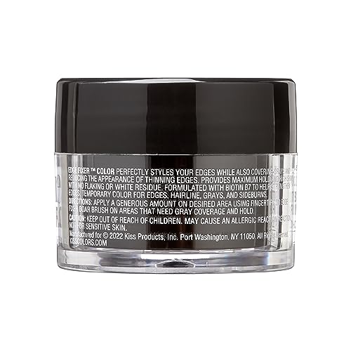 KISS COLORS & CARE Color Edge Fixer 1.01 oz. (30mL) Travel Size - Natural Black, Hides Grays & Fills In Hairline, Moisturizing, No Flakes, 24 Hour Maximum Hold, Natural Results, Keep Edges In Check