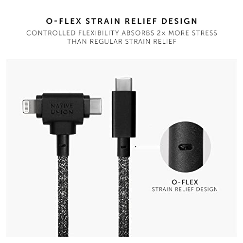 Native Union Belt Cable Duo – 5ft Ultra-Strong Braided Universal Charging Cable – Made with Recycled Materials – 2-in-1 Multi-Device MFi Certified Connectors for Lightning & Type-C Devices (Cosmos)