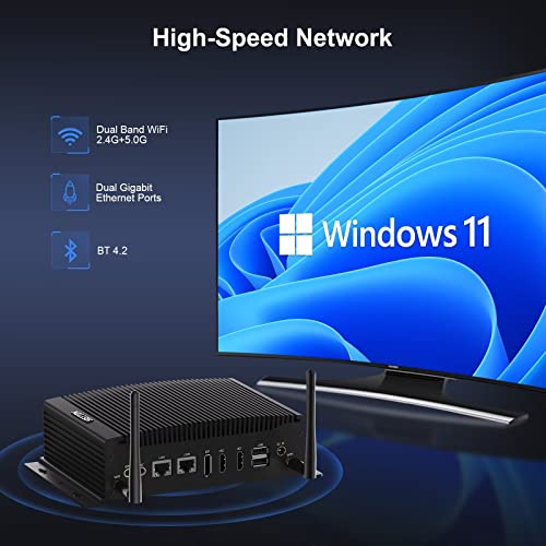 HISTTON Fanless PC Core i5-10210U, 32GB RAM 512GB SSD+1TB HDD, Mini Computer with 2 RS232/485 COM, Dual HD+DP 4K Triple Display, 2 LAN, 6 USB, GPIO, Wifi, BT4.2, Mini PC Windows 11 Pro, support Ubuntu