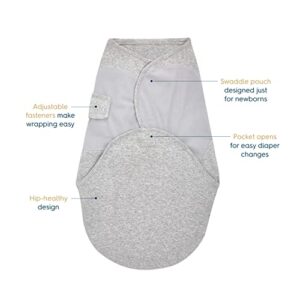 HALO SwaddleSure Adjustable Swaddling Pouch, 100% Cotton, TOG 1.0, Heather Grey, Newborn, 0-3 Months