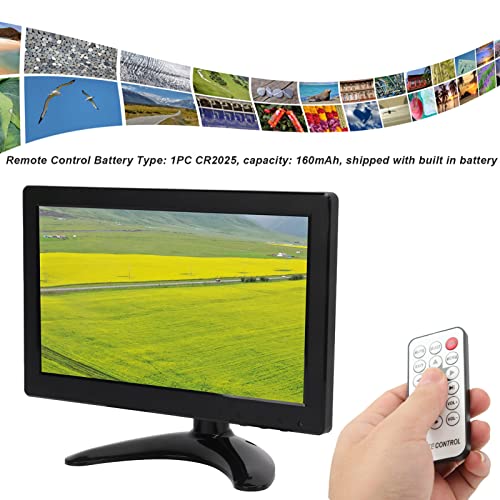 Computer Monitor, DVR Monitor 9 Inch TFT LCD Builtin Speaker Easy Installation Multiple Input Interface with VGA Cable for Laptop (US Plug)