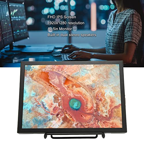 Shanrya Small Portable Multifunction Monitor with 1920 X 1280 Resolution and Integrated IPS Screen (US Plug)