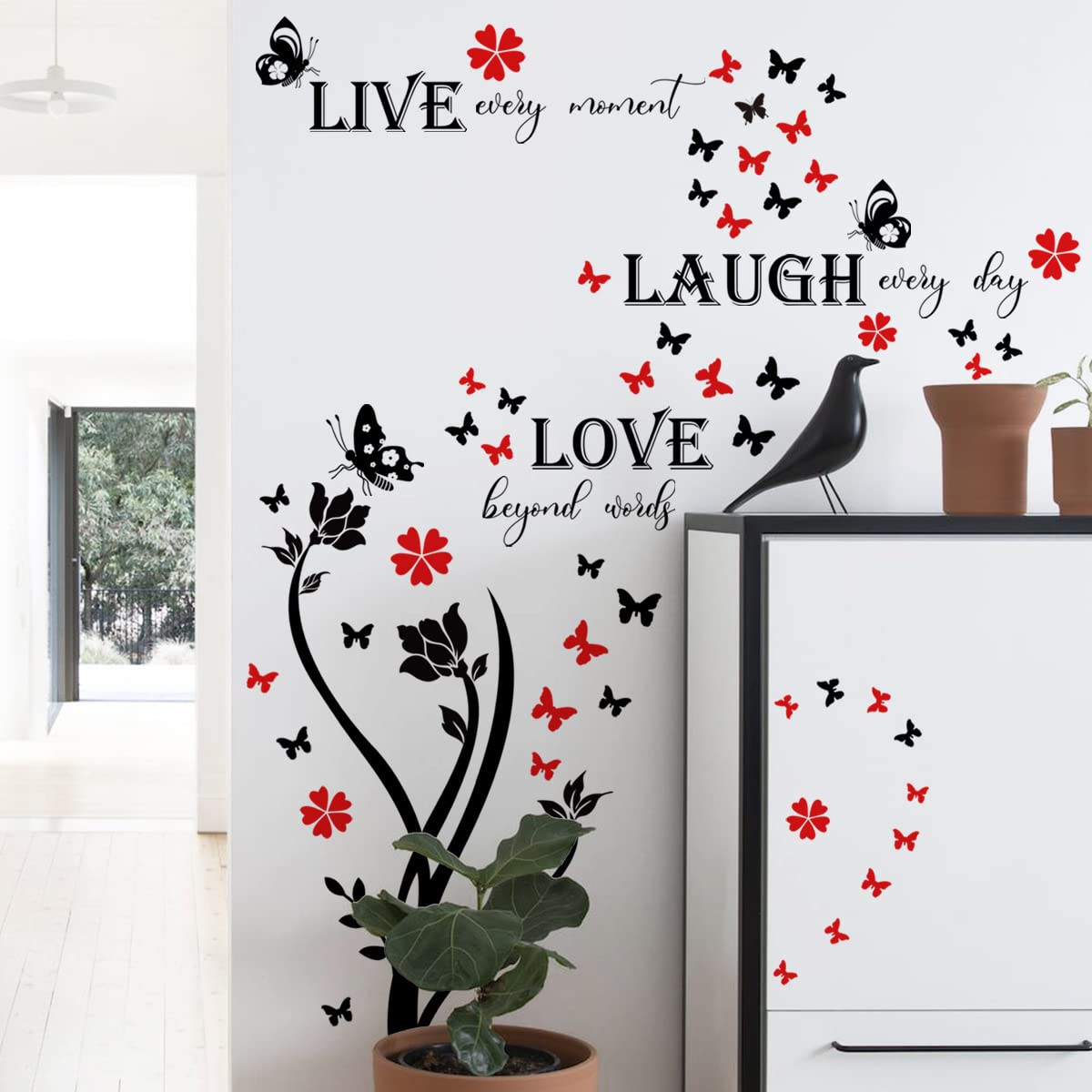 Buiory Laugh Live Love Wall Decals Inspirational Wall Quotes Stickers Vinyl Motivational Affirmation Classroom Wall Art for Bedroom Living Room Decor