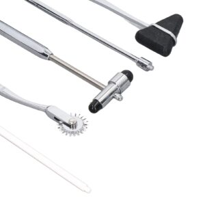 5PCS Neurological Hammer Set, Ergonomic Handle, Stainless Steel, Mainly with a Stethoscope Hammer to Strike Various Parts