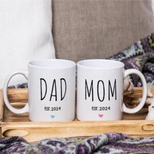 Fatbaby New Mom and Dad Coffee Mug,Pregnancy Gifts for New Parents Est 2024, First Time Parents Gifts, New Parents Gifts for Couples,Baby Shower Gifts 11OZ