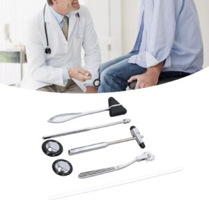 5PCS Neurological Hammer Set, Ergonomic Handle, Stainless Steel, Mainly with a Stethoscope Hammer to Strike Various Parts