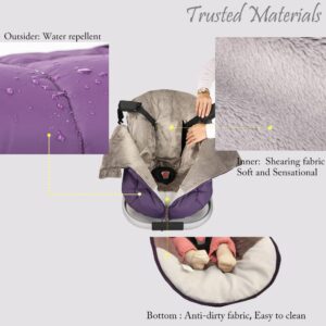 AGACAS Infant Car Seat Cover, Baby Carrier Cover - Bunting Bag Accessories for Newborn/Infant - Water Repellent Shearing Blanket, Keeps Babies Warm and Cozy in Winter - Lavender