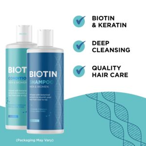 Hair Growth and Thickening Set for Women and Men - Biotin Infused Shampoo, Conditioner, and Hair Thickening Serum with Castor and Rosemary Oil