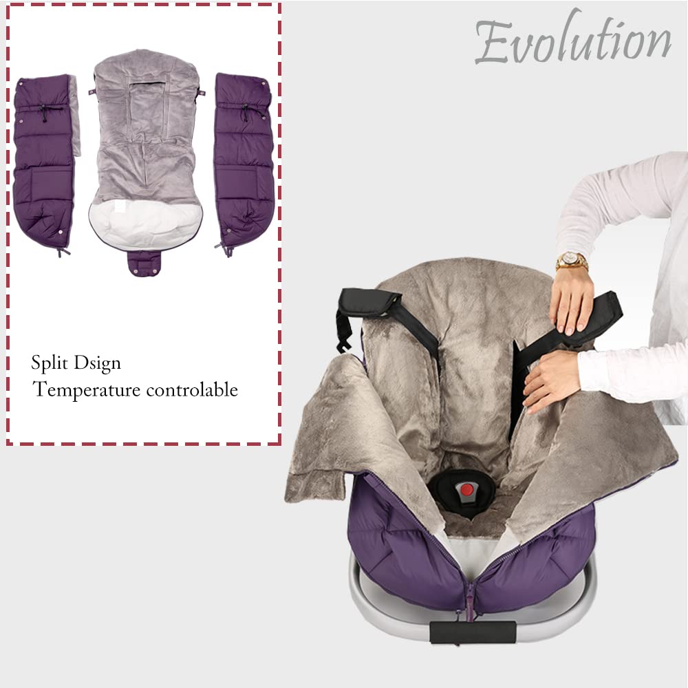 AGACAS Infant Car Seat Cover, Baby Carrier Cover - Bunting Bag Accessories for Newborn/Infant - Water Repellent Shearing Blanket, Keeps Babies Warm and Cozy in Winter - Lavender