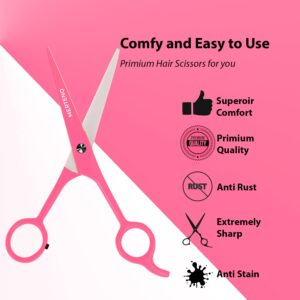 Professional Hair Cutting Scissors 6.5 inch Extremely Very Sharp Right-Hand Razor Edge Barber Scissors for Men and Women, Hair Cutting Shears Made of 420c Stainless Steel (Hot Pink)