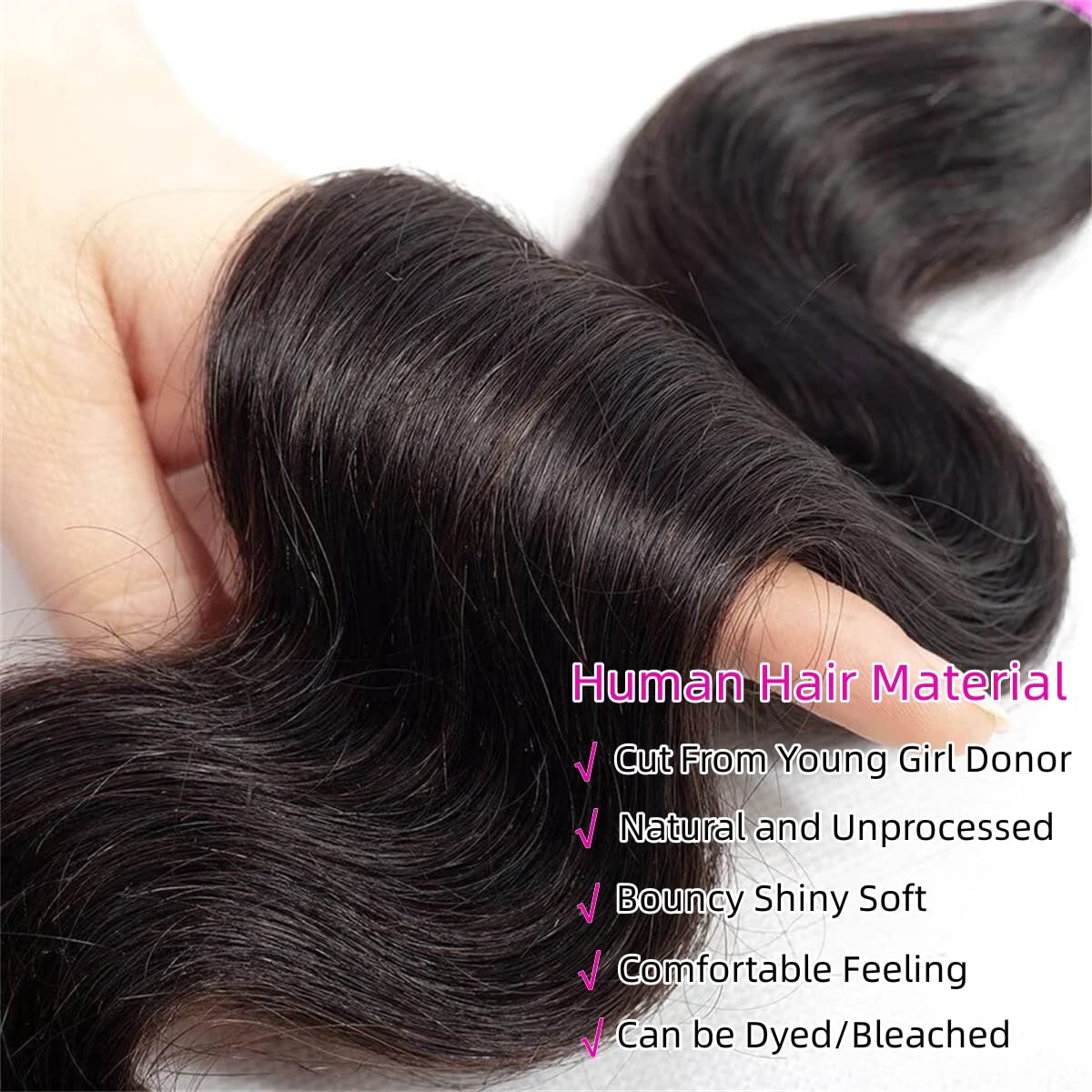 10A Body Wave Bundles Human Hair 18 20 22 Inch Brazilian Virgin 100% Unprocessed Weave Bundles Human Hair 3 Bundles Deals Natural Black Color