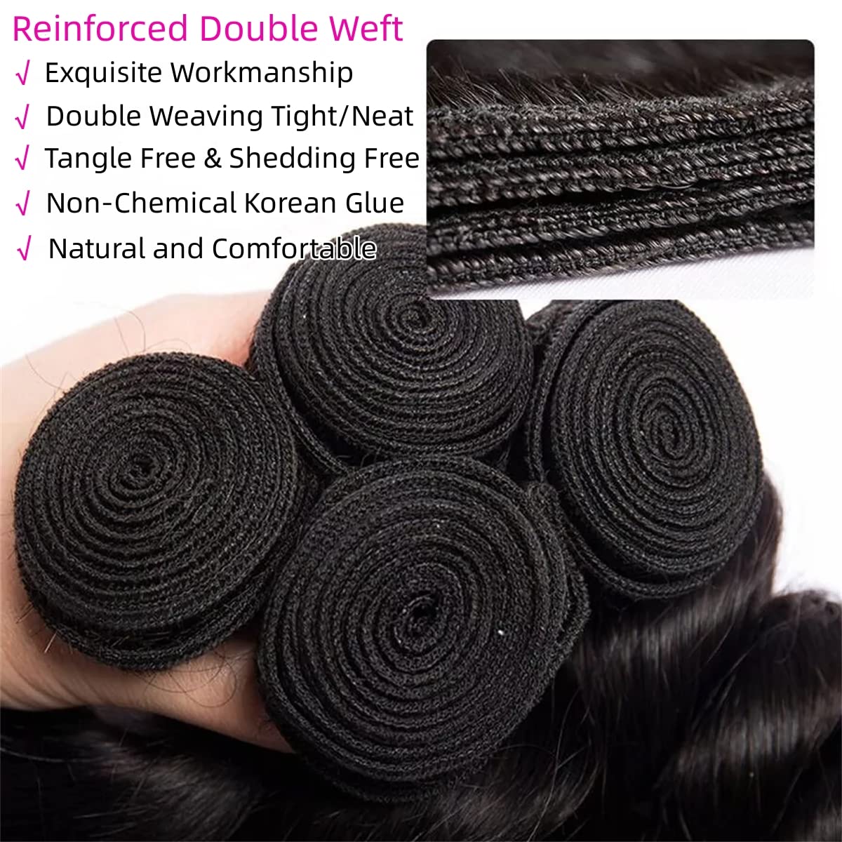 10A Body Wave Bundles Human Hair 18 20 22 Inch Brazilian Virgin 100% Unprocessed Weave Bundles Human Hair 3 Bundles Deals Natural Black Color