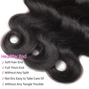 10A Body Wave Bundles Human Hair 18 20 22 Inch Brazilian Virgin 100% Unprocessed Weave Bundles Human Hair 3 Bundles Deals Natural Black Color