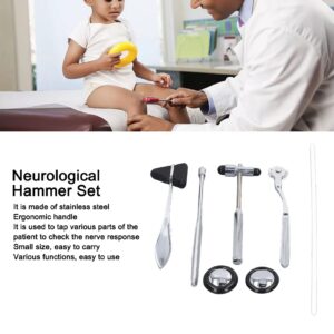 5PCS Neurological Hammer Set, Ergonomic Handle, Stainless Steel, Mainly with a Stethoscope Hammer to Strike Various Parts