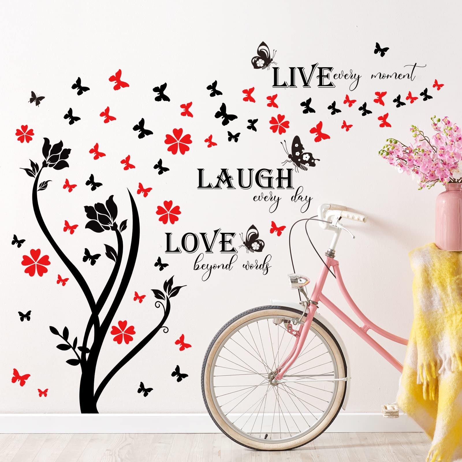 Buiory Laugh Live Love Wall Decals Inspirational Wall Quotes Stickers Vinyl Motivational Affirmation Classroom Wall Art for Bedroom Living Room Decor