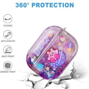 Ptnerbeh Cute AirPod Pro 2nd 1st Case for Women,Kawaii Japan Cartoon Anime Design Clear Glitter Liquid Quciksand Hard Shell Protective Case for Apple AirPods Pro 2nd/1st Generation Case