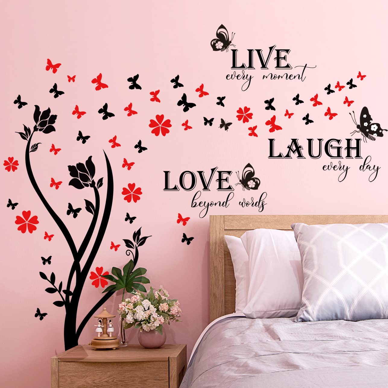 Buiory Laugh Live Love Wall Decals Inspirational Wall Quotes Stickers Vinyl Motivational Affirmation Classroom Wall Art for Bedroom Living Room Decor