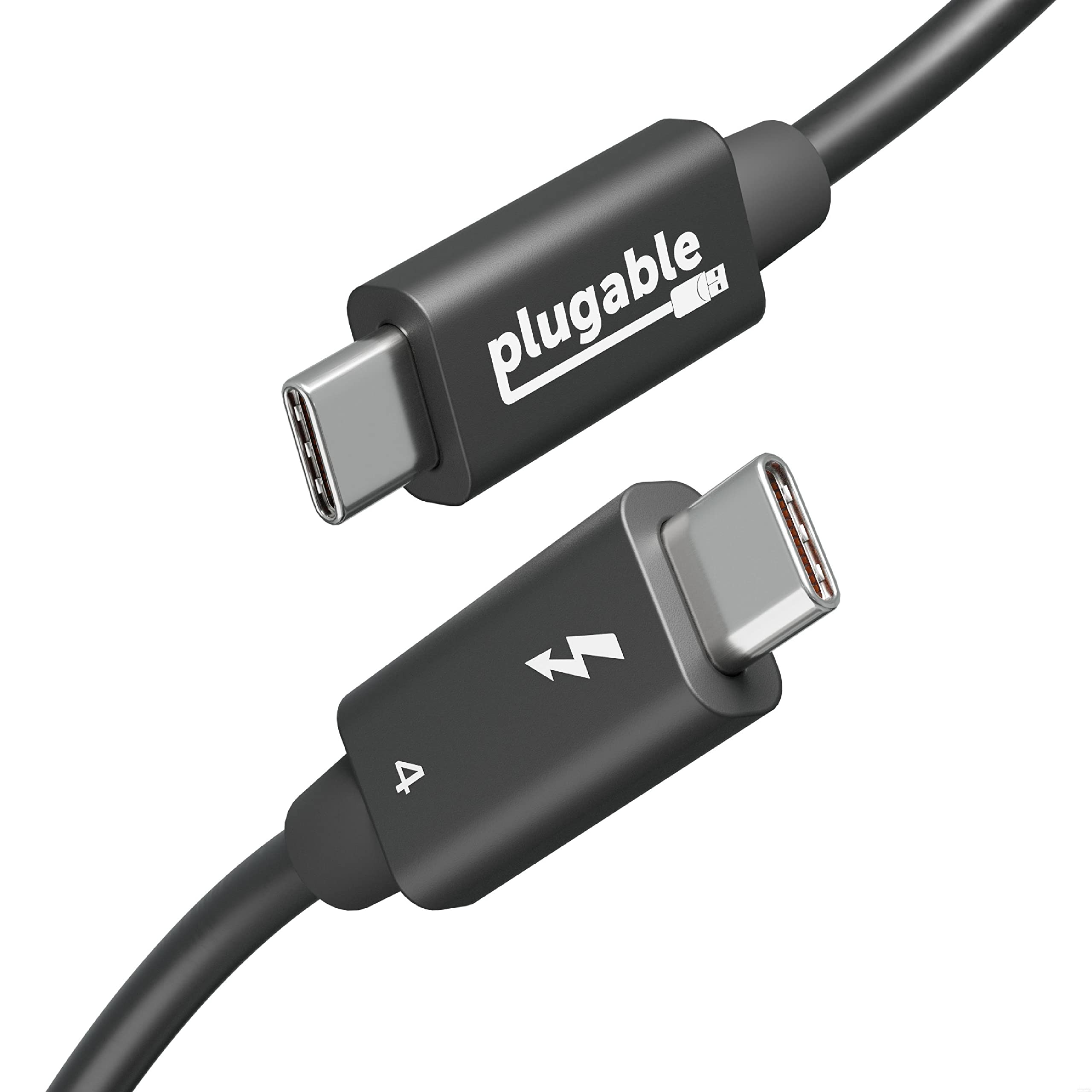 Plugable Thunderbolt 4 Cable with 240W Charging, Thunderbolt Certified, 3.3 Feet (1M),1x 8K Display, 40 Gbps, Compatible with USB4, Thunderbolt 3, USB-C - Driverless